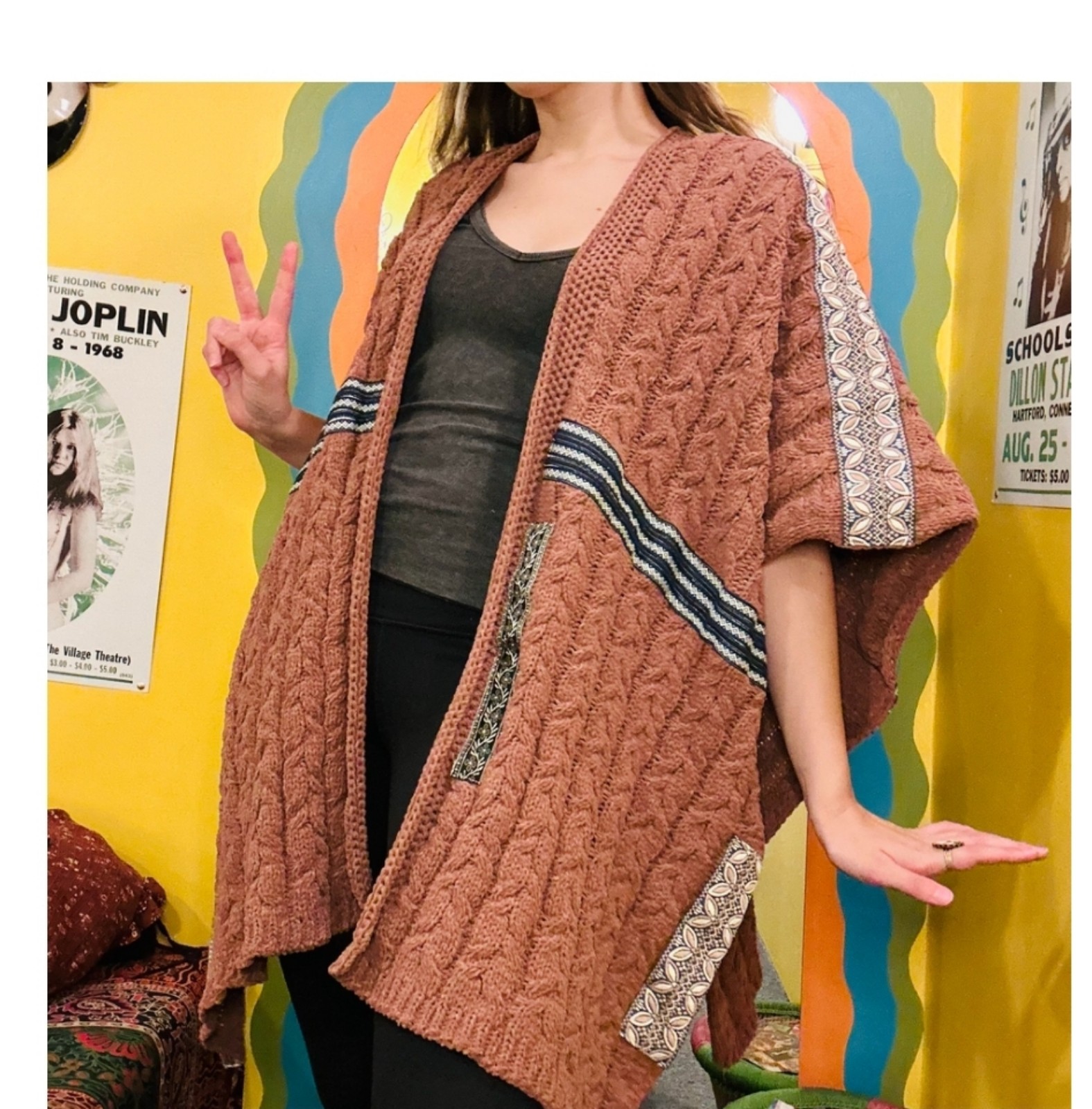 POL Cocoa Chenille Poncho