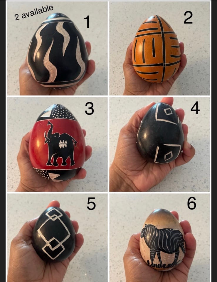 African Hand Carved Etchings on Natural Heavy Stone Egg - KENYA Vintage