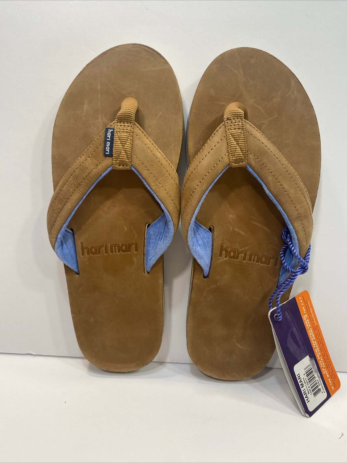 Hari Mari Tan Blue Fields Men’s Lake Flip Flops Men’s size 8 NWT Reg. 75.00