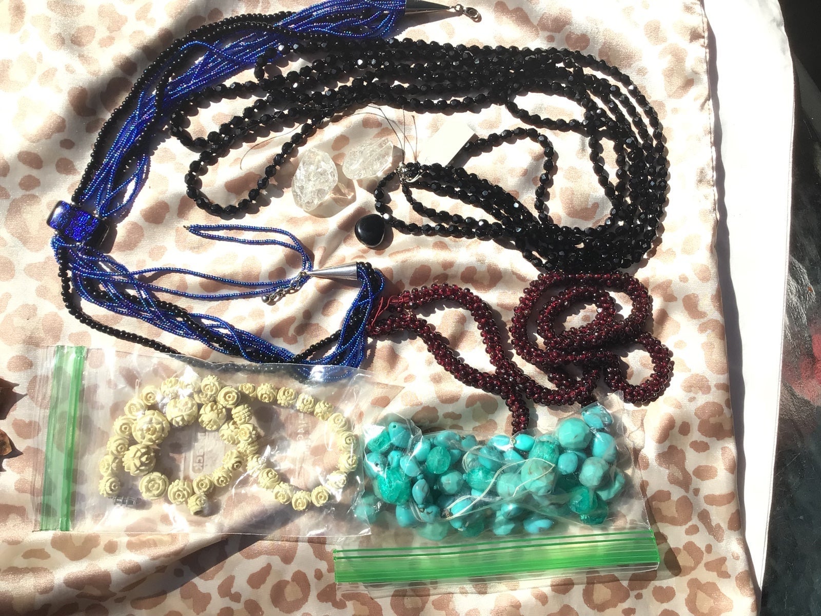 Lot SIX broken designer vintage bead necklaces bead craft repurpose KJL garnet