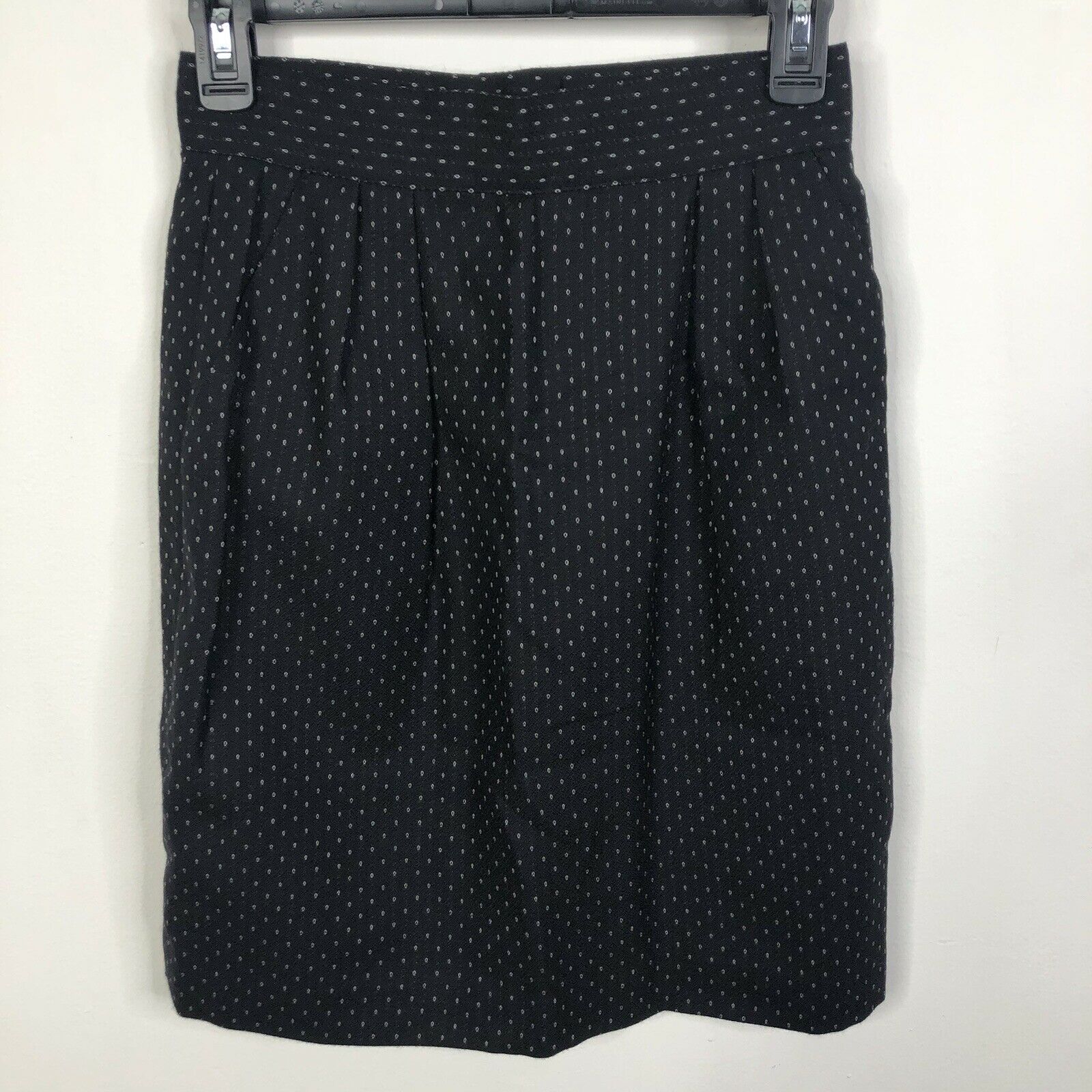 Vintage Christian Dior Separates Black 100% Wool Pleated Front Skirt Womens 6