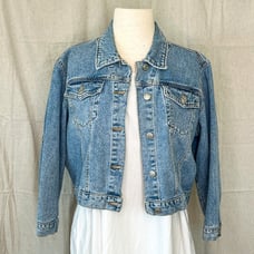 Vintage 90s Cropped Light Wash Jeanology Boxy Denim Jean Jacket - XS-Medium