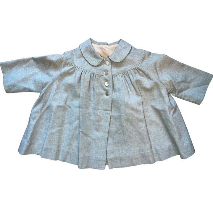 Vintage 1940s Little Girls Blue Over Coat Jacket Dress Size 2 Years 2T