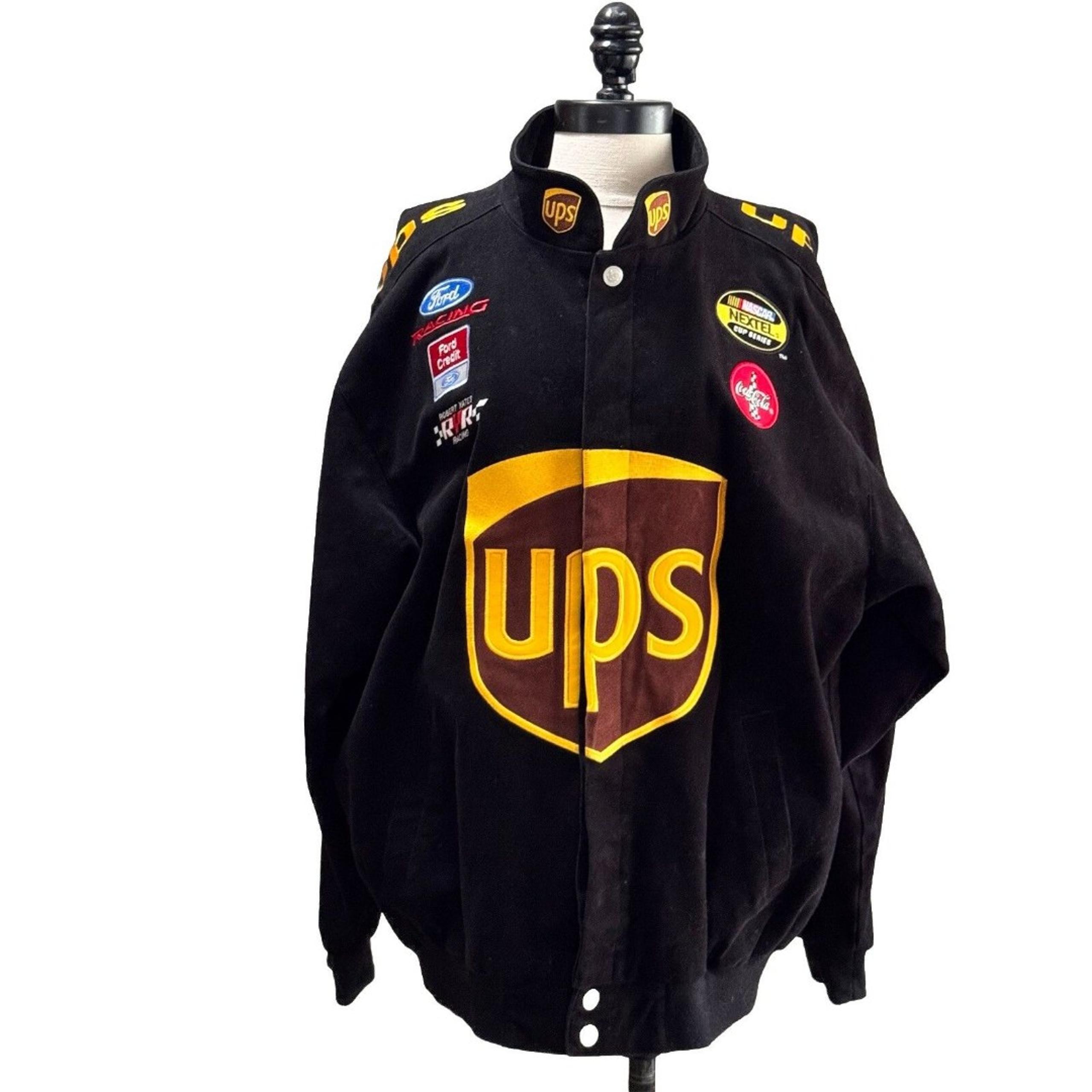 Dale Jarrett #88 Racing Bomber Jacket Mens Size Large Black Patches Embroidery