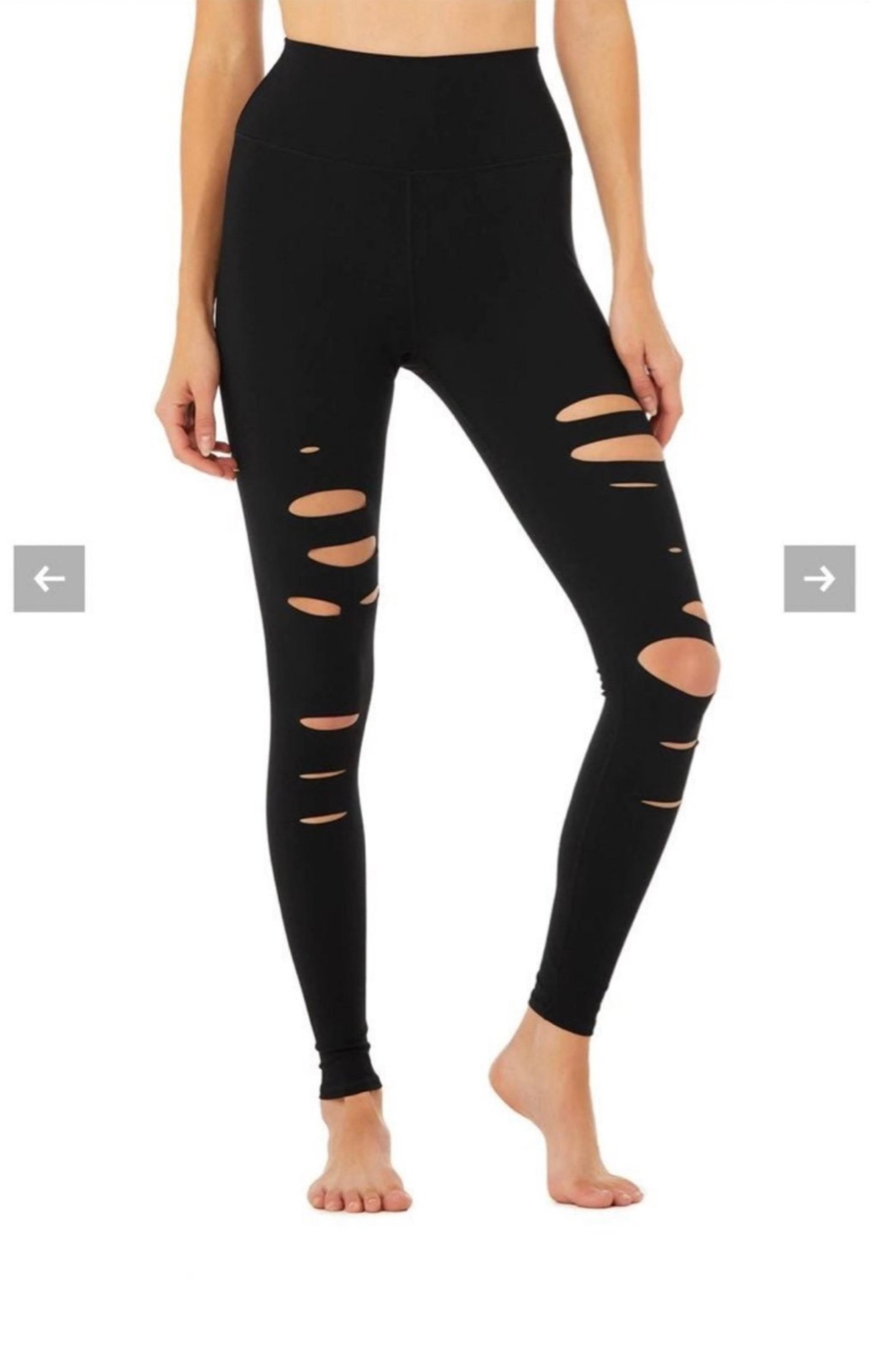 ALO YOGA Ripped Warrior Leggings Black Small