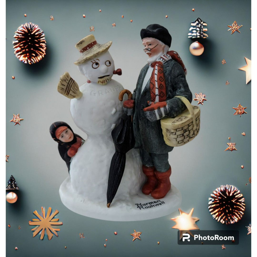 Norman Rockwell Grandpa Snowman Figurine