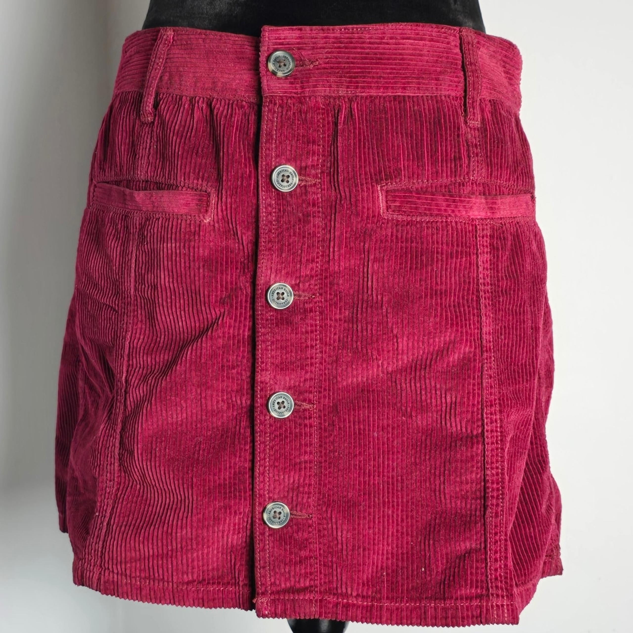 American Eagle Outfitters Hi-Rise A-Line Corduroy Skirt Berry Women’s Size 10