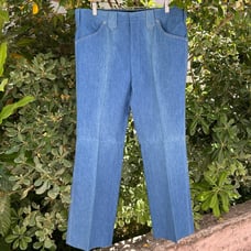 Vintage 70s Haggar Mustang Western Slacks 36x31 Blue NWT Distressed