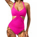 Sexy Hot Pink One Piece ruched swimsuit with tummy control ruching
