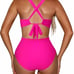 Sexy Hot Pink One Piece ruched swimsuit with tummy control ruching