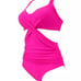 Sexy Hot Pink One Piece ruched swimsuit with tummy control ruching
