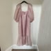 Anthropologie Textured Puff-Sleeve Midi Dress large ballet pink 168
