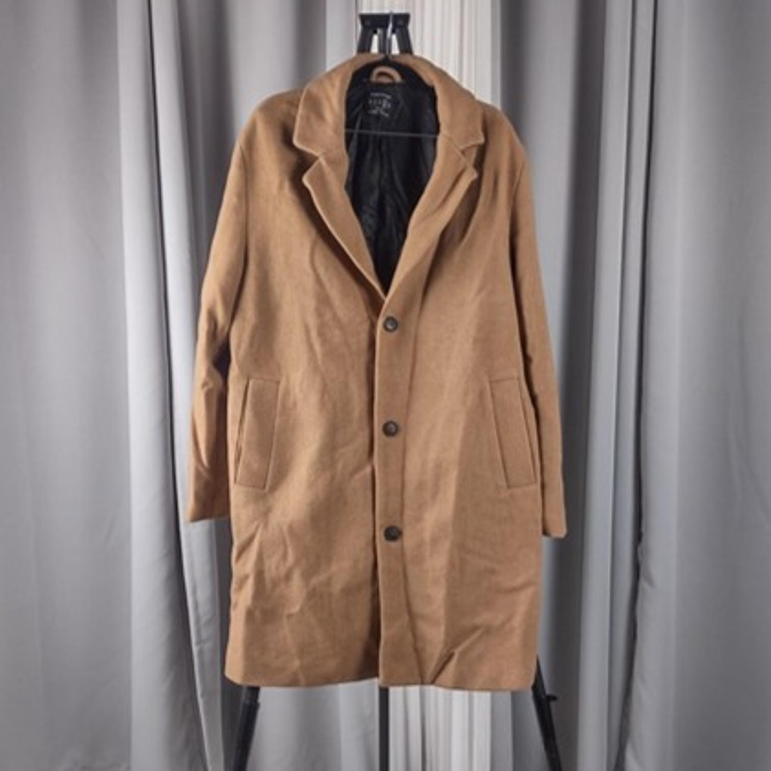 Urban Outfitters Men's Wool Blend Brown 3 Button 2 Pocket Trench Coat Size Large
