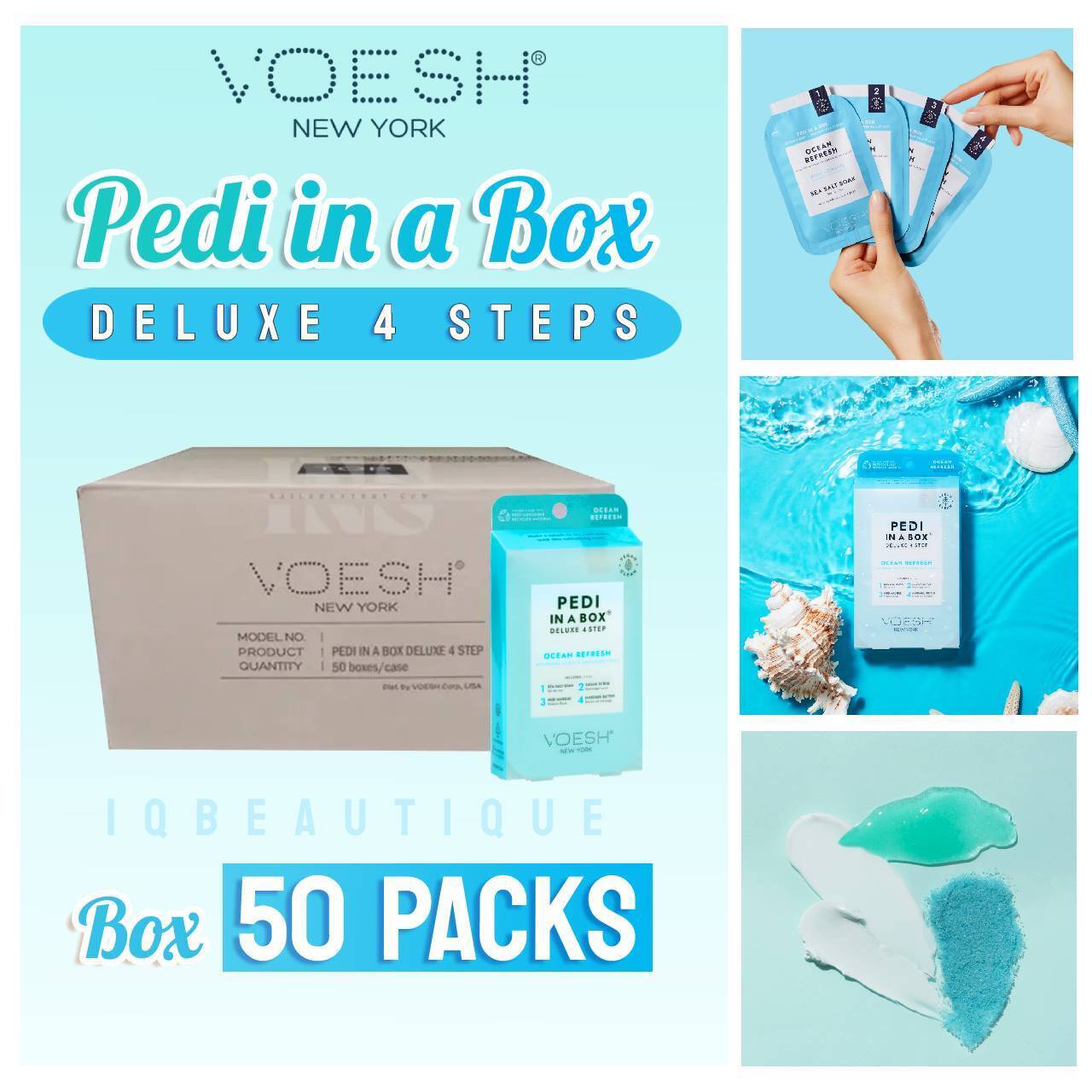 Voesh Pedi Deluxe 4 Steps (Box of 50 packs) - Ocean Refresh