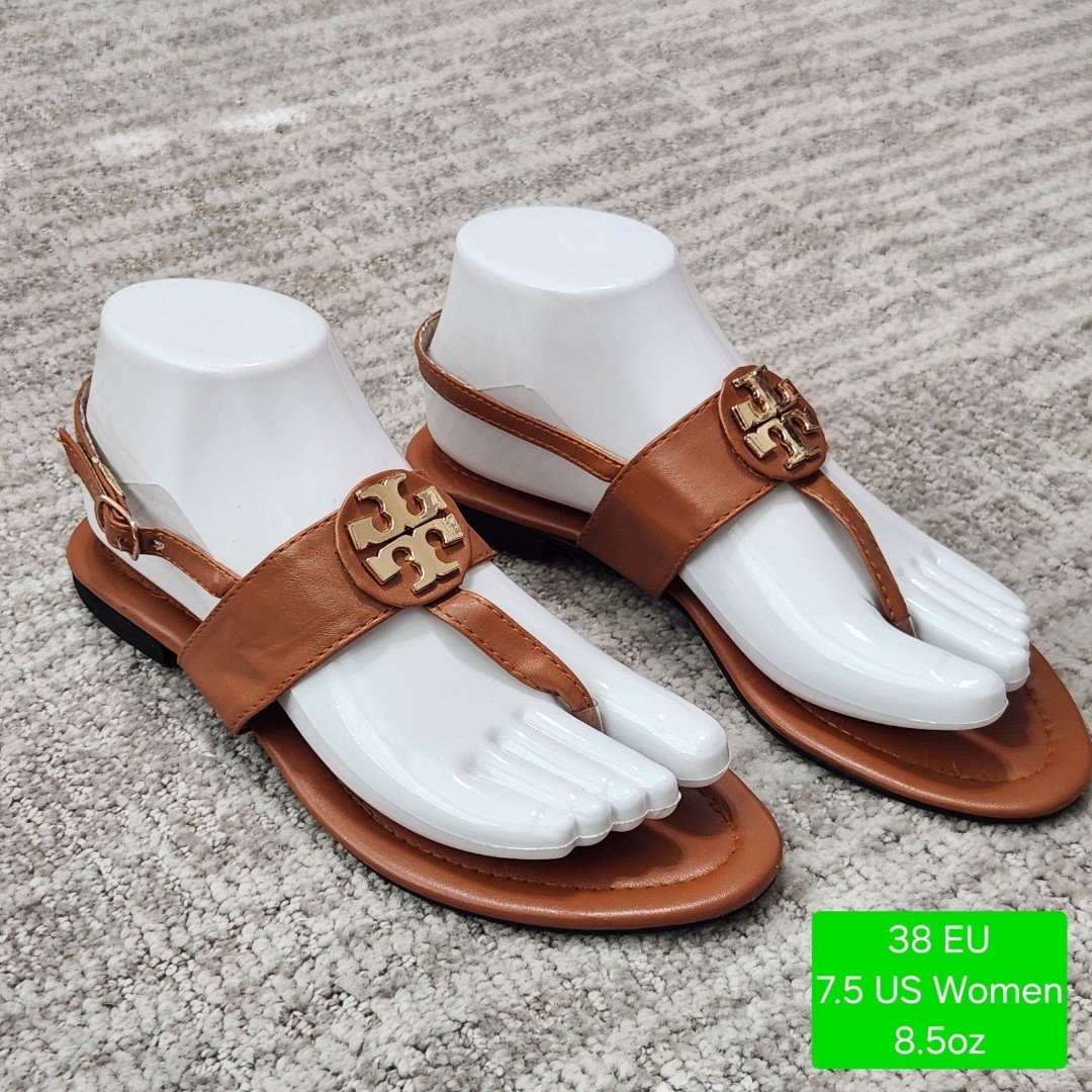 Tory Burch womens flat thong sandals brown size 38 EU or 7.5 US