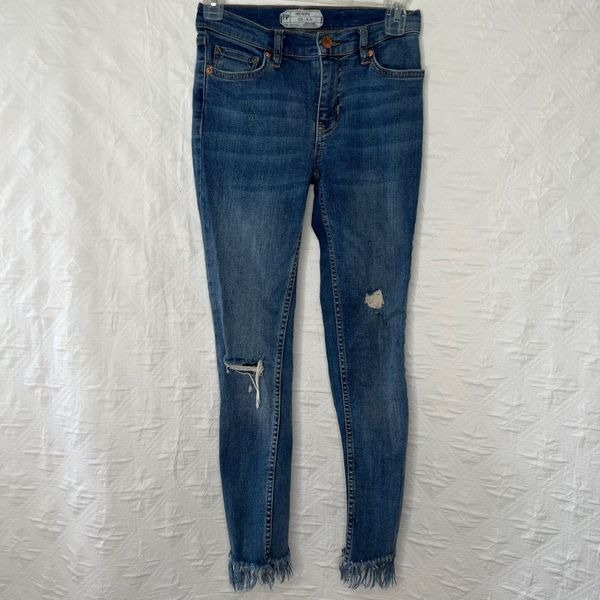 Free People Women Mid Rise Distressed Jeans