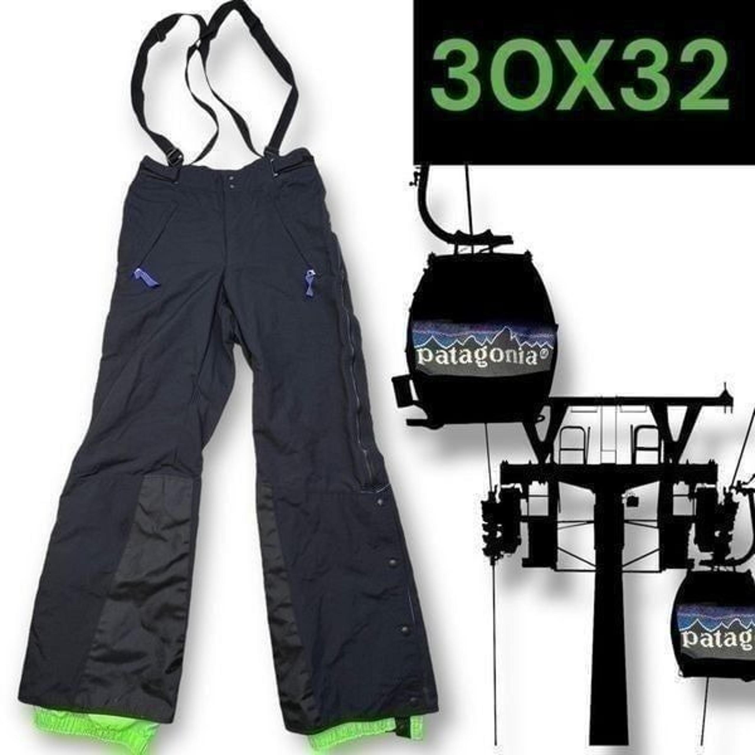 Vintage 80's Patagonia Men's Ski/Snow
Pants Suspenders full zip Sz 3032 Black