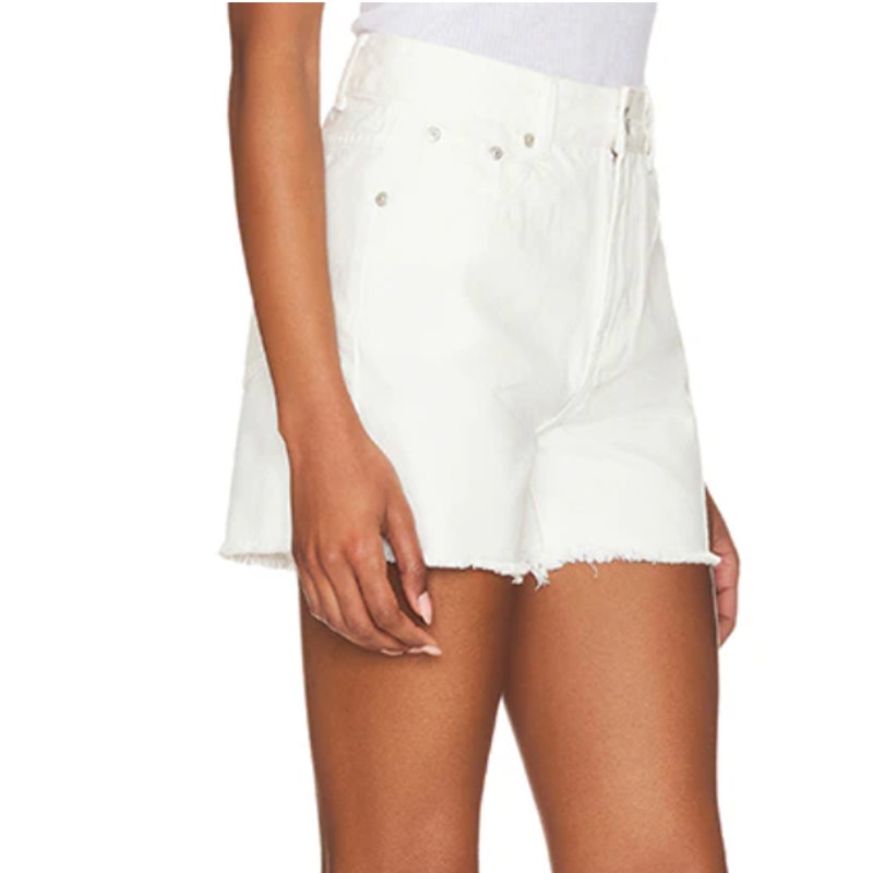 Superdown White Denim Short Size 26 Cutoff Jean Distressed Rigid Raw Hem Revolve