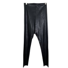 COMMANDO Pants Womens Large Black Faux Leather Leggings Stretch Firming Shaping