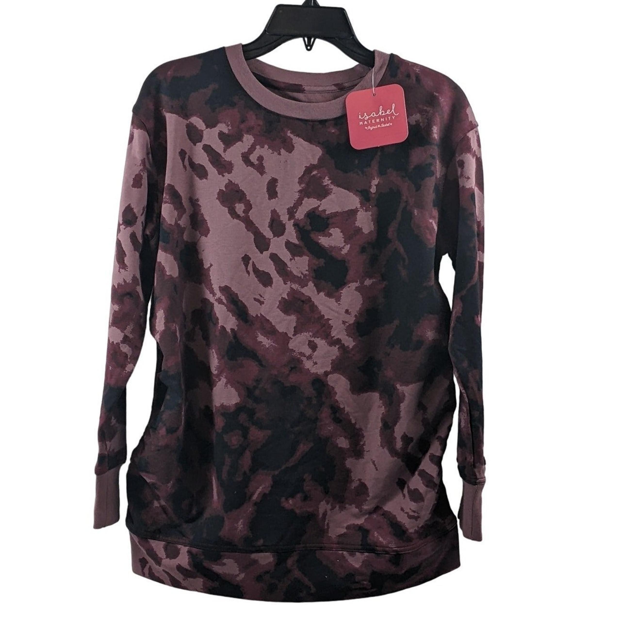 Match Back Maternity Sweatshirt S Ingrid & Isabel Burgundy Tie Dye Side Shirring