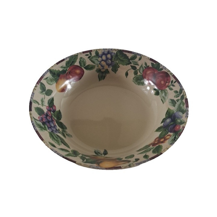 Oneida Sakura Sonoma Serving Bowl Fruit Pattern Beige Stoneware Y2K 9.5