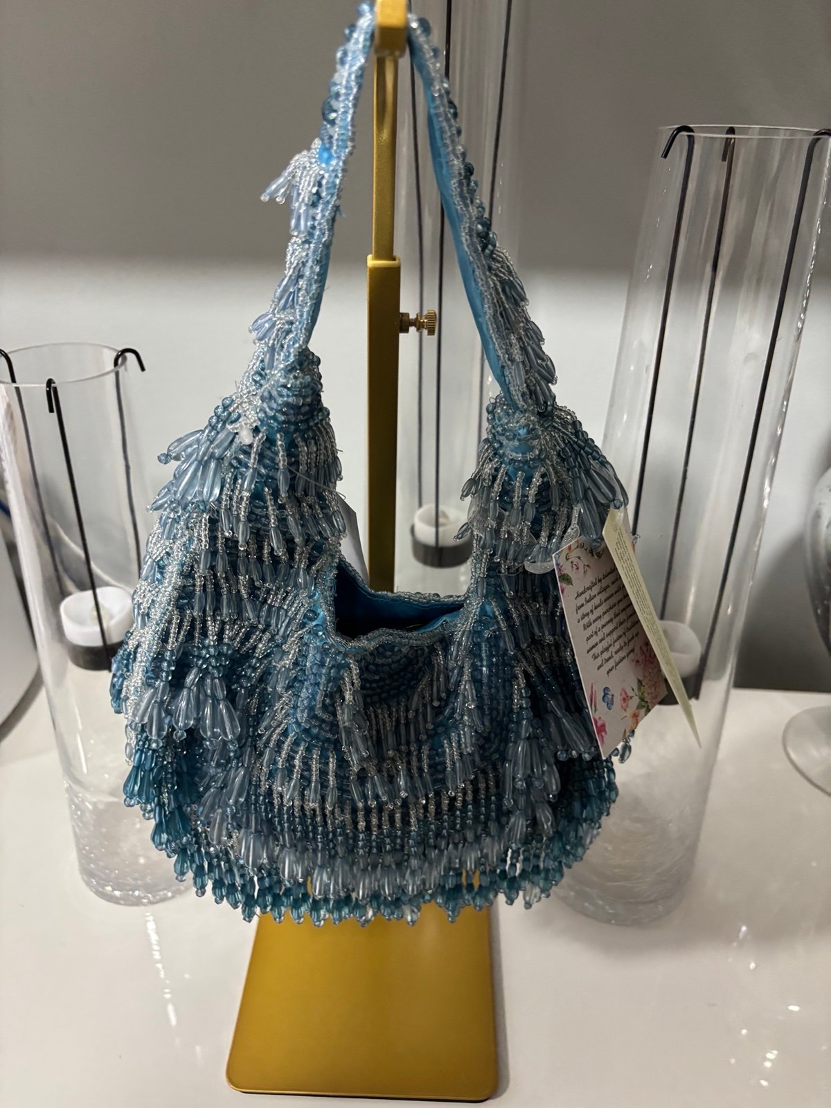 NWT-Viral Blue beaded boho bag