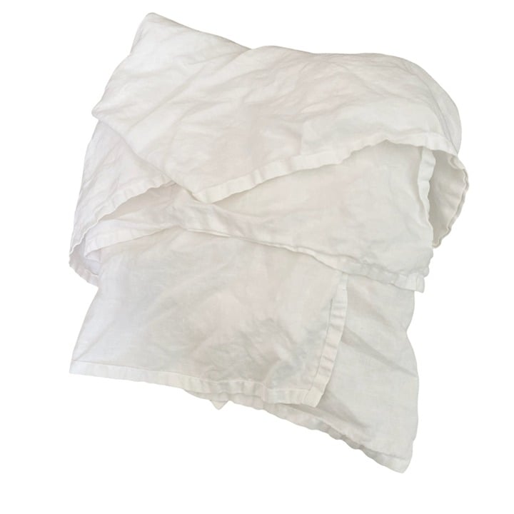 Restoration Hardware 100% Linen Full / Double Size Bed Skirt, White Dust Ruffle