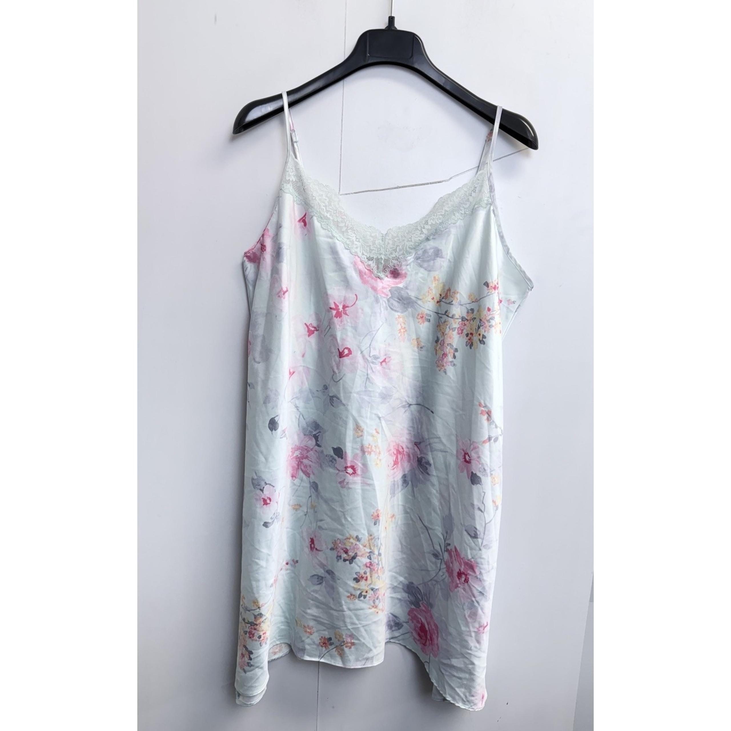 APT 9 Womens Satin Feel Chemise Nightgown Lace Trim Size XXL Blue Floral