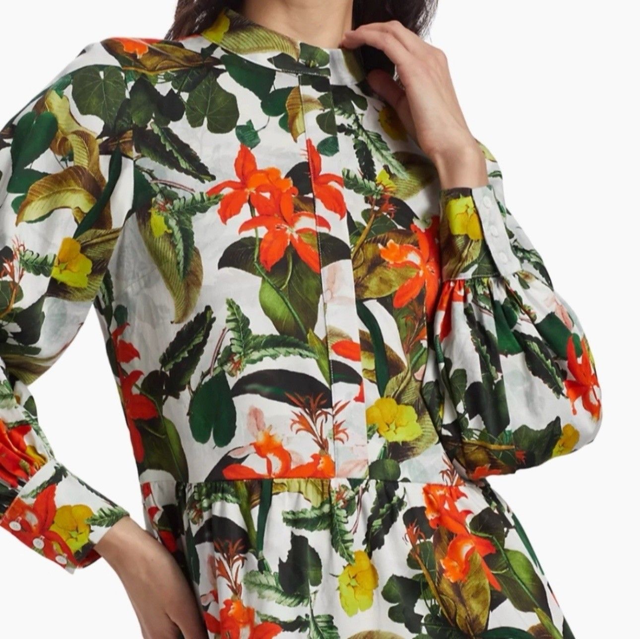 Alice + Olivia★素敵！Tropical Sunrise Cailin Mini Dress Alice And Olivia Cailin Floral Button-front Long-sleeve Mini