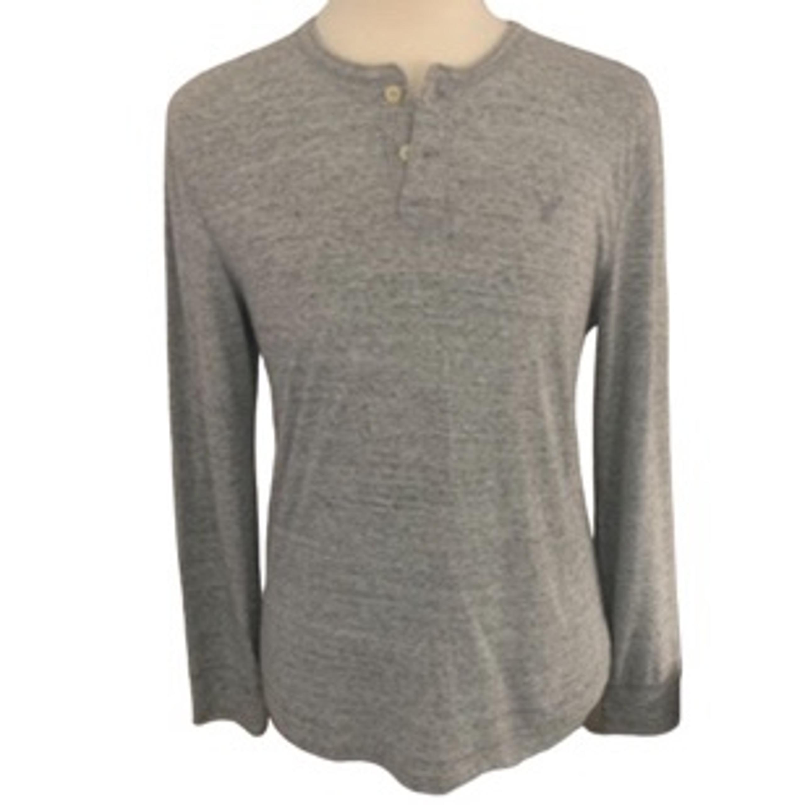 Men’s American Eagle Legend Long Sleeve Gray 2-button Placket Henley Shirt M