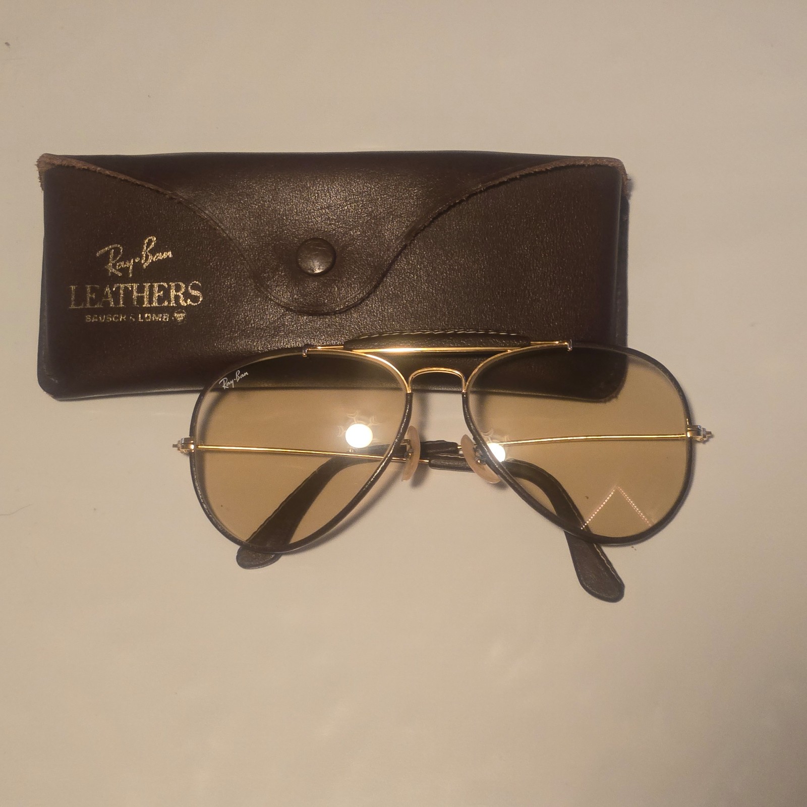Vintage Bausch & Lomb Ray-Ban Outdoorsman Leathers Aviator Sunglasses Changable
