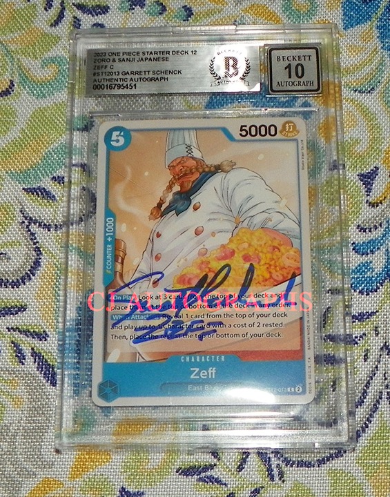 Garrett Schenck Zeff One Piece Signed Card Game 10 Auto Grade BAS ST12-013