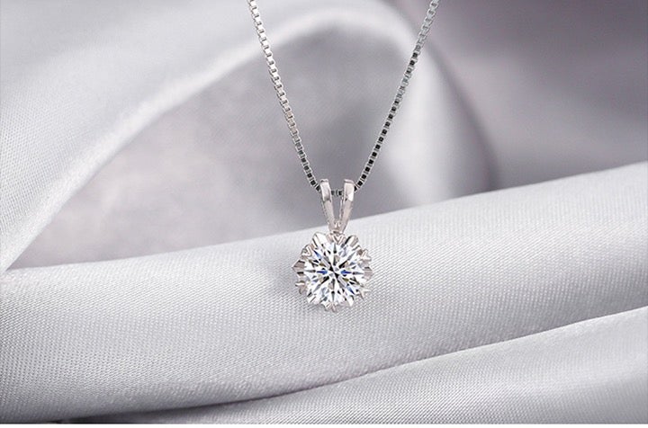 Certified 1ct. t.w. Moissanite solitaire necklace in S925 sterling silver