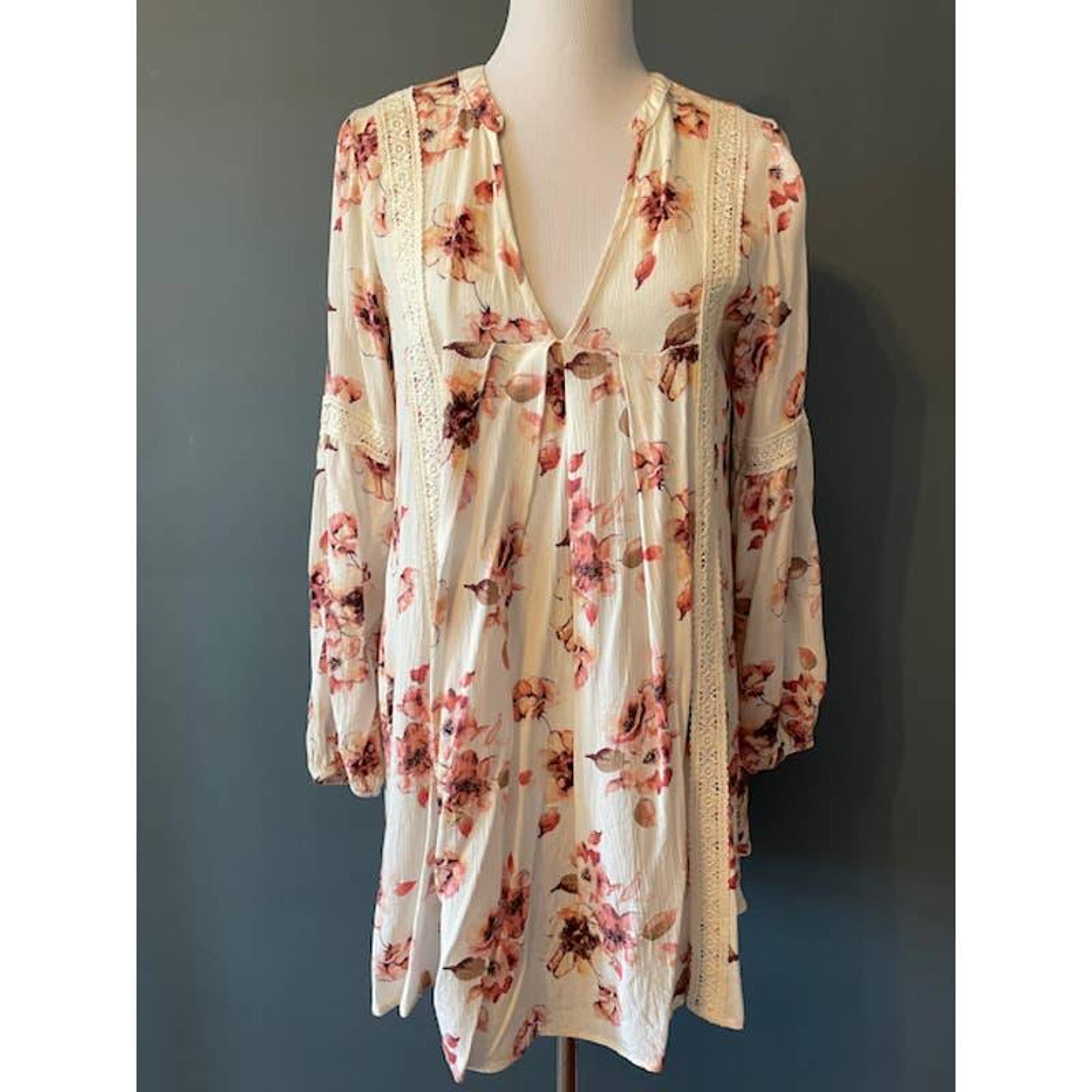 EN CREME Floral Pleated Tunic Dress S