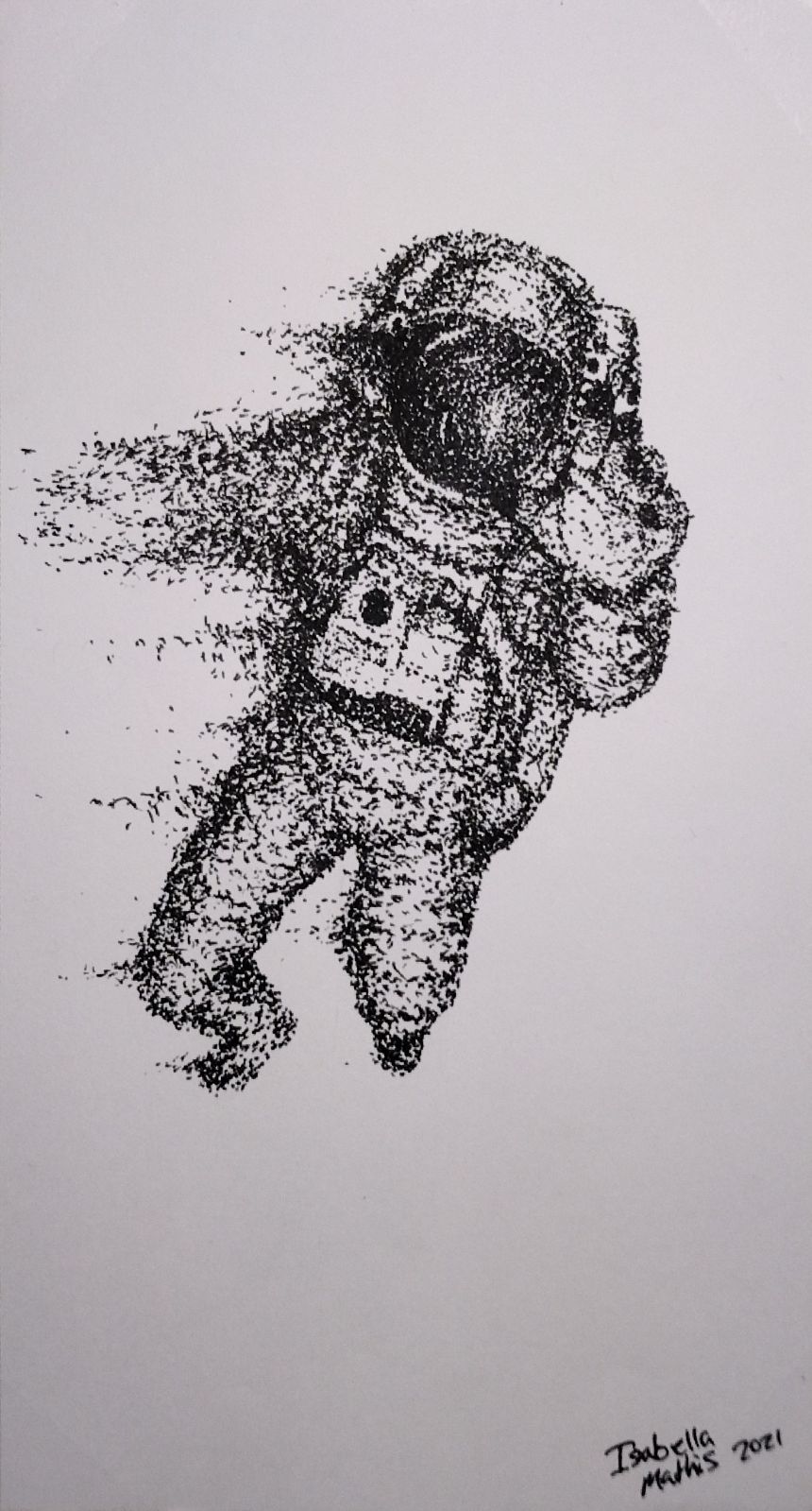 Gel pen drawing of astronaut (original)
