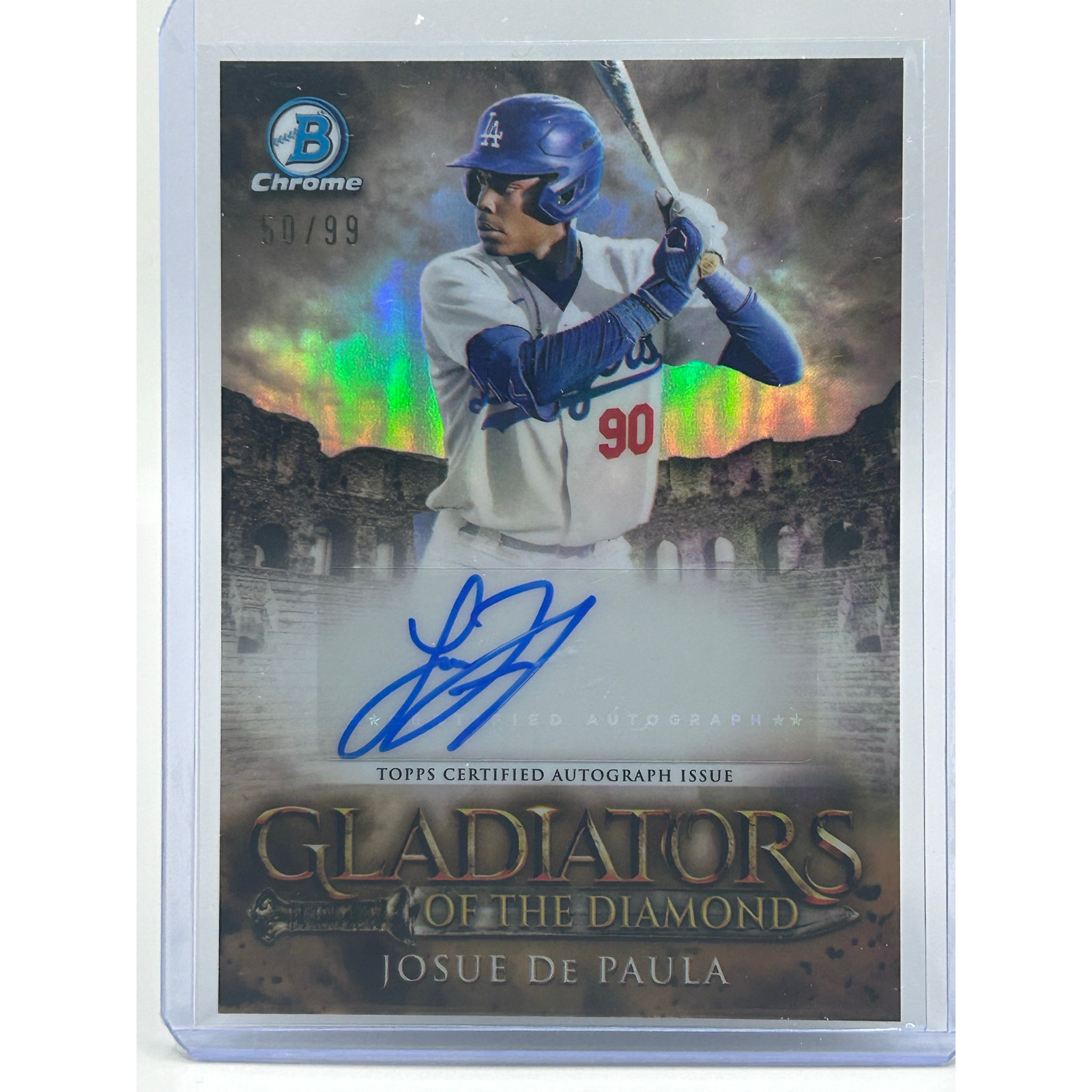 2024 Bowman Chrome Josue De Paula Gladiators Of The Diamond Auto /99 SP Dodgers