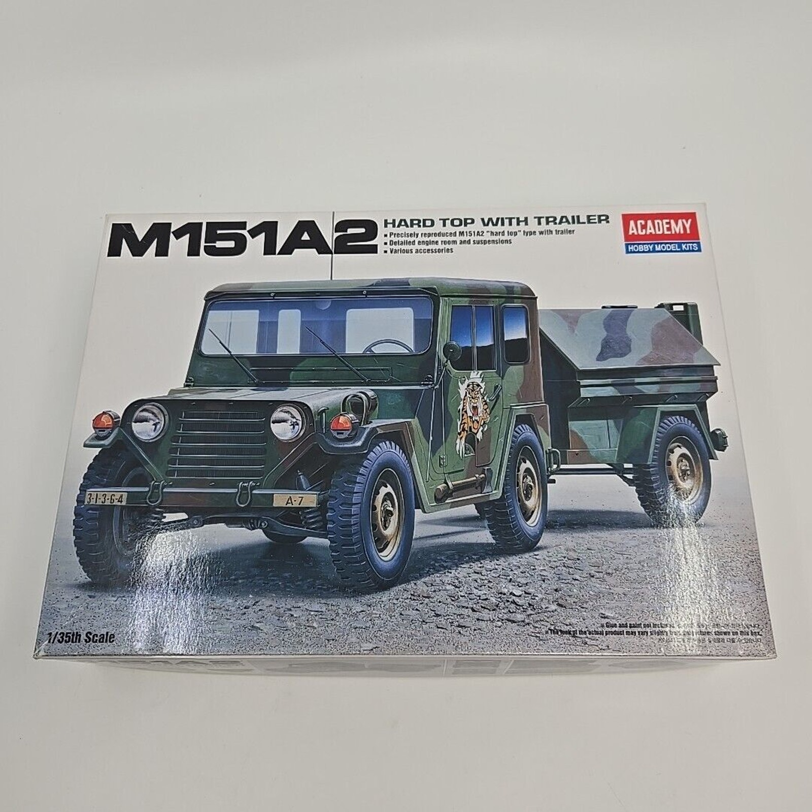Academy 1:35 M151A2 Hard Top with Trailer Model Kit 13012 Jeep Rare