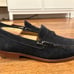 Johnston Murphy men’s navy blue suede penny loafers