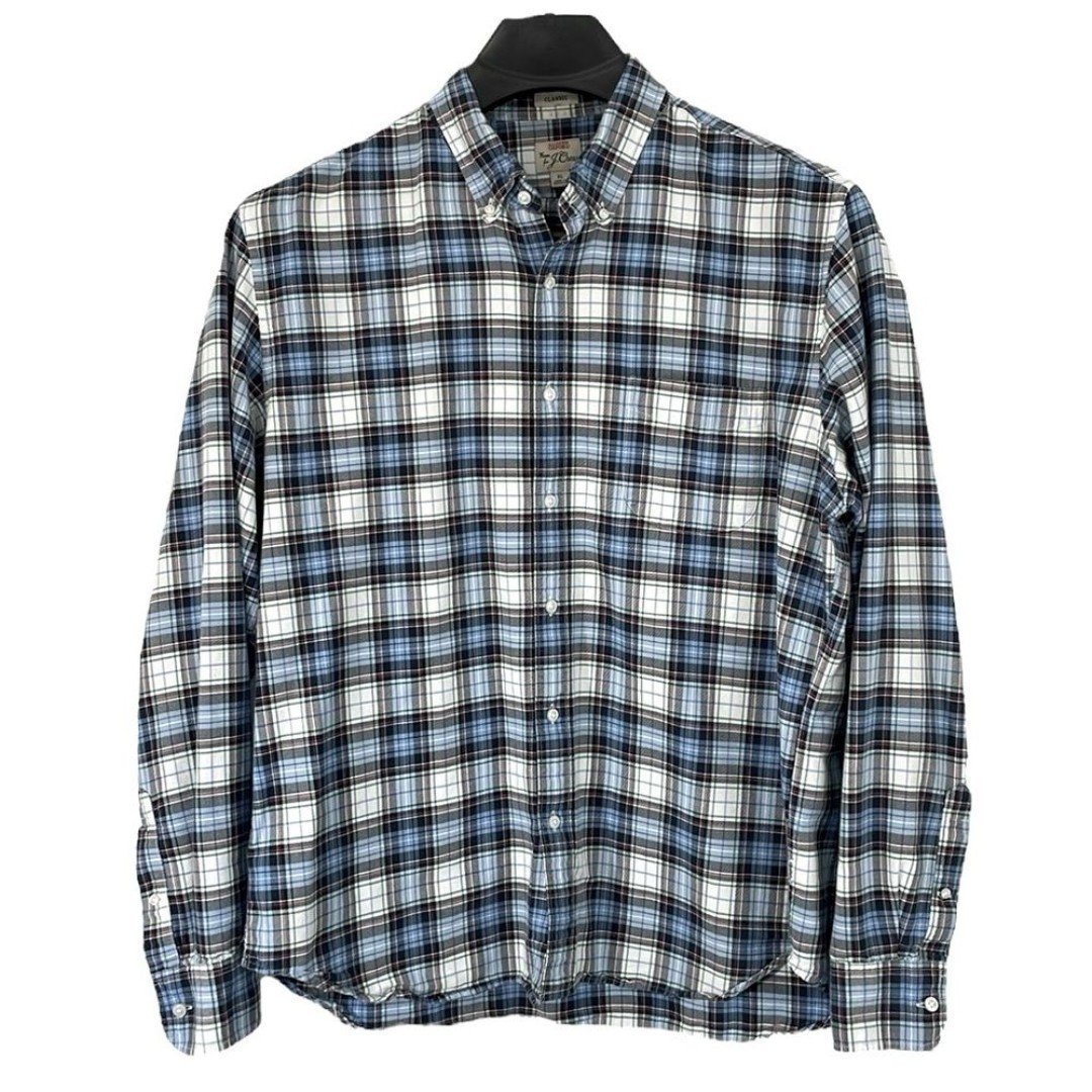 J. Crew Classic fit All-cotton oxford Size XL red/white/blue/green plaid shirt.