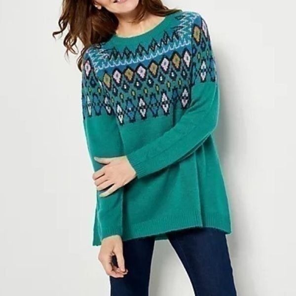 LOGO Lavish by Lori Goldstein Fairisle Sweater