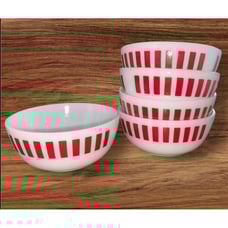 HAZEL ATLAS MCM Red & White Candy Stripe 4 3/4 Milk Glass Cereal Bowls-SET OF 5