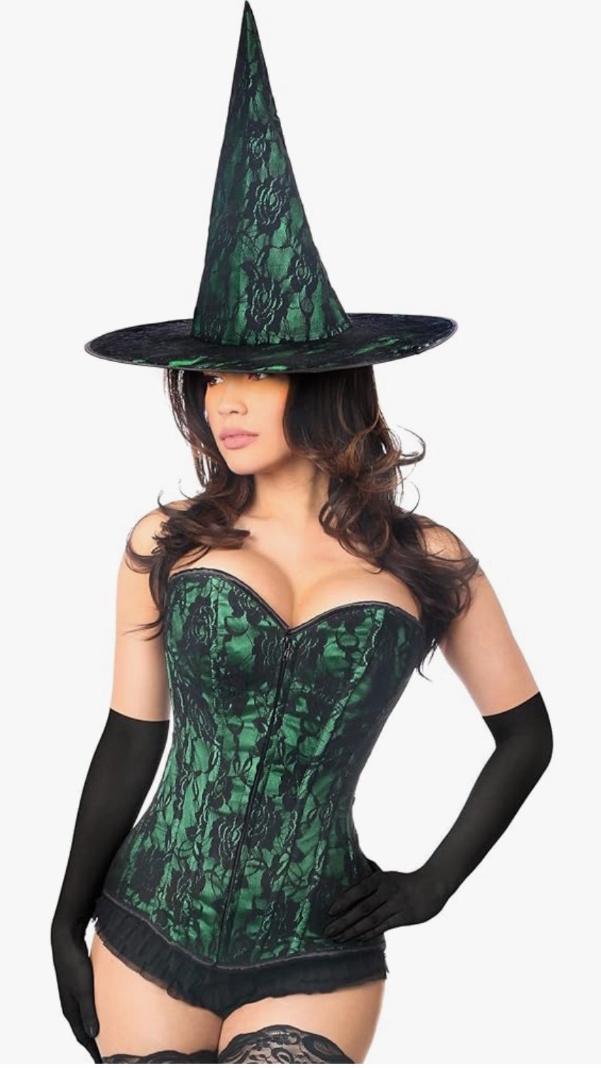New Daisy corsets Womens Lavish 3 Pc Spellbound Green Lace Witch Corset Costume