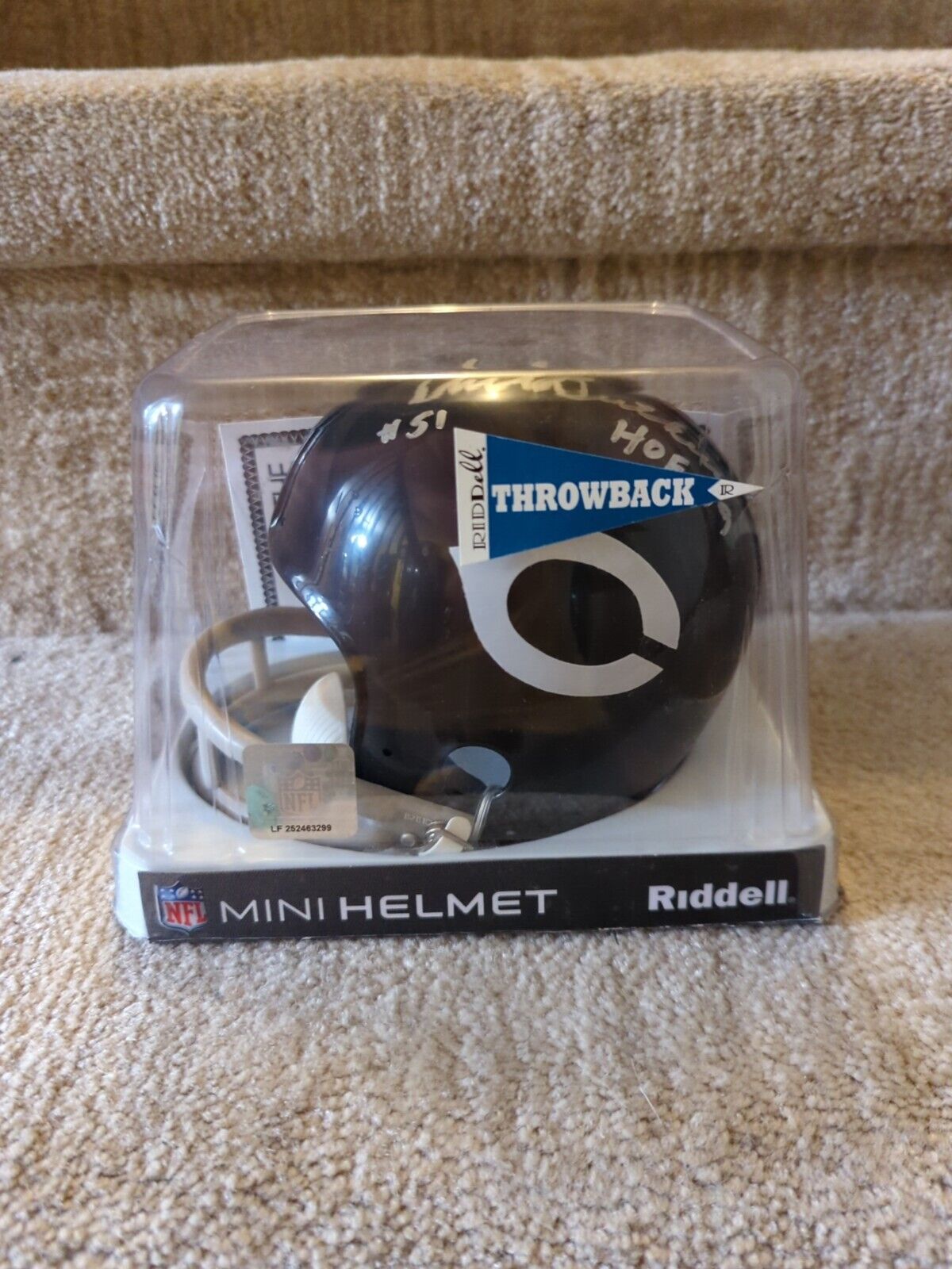 Dick Butkus AUTOGRAPHED CHICAGO THROWBACK 2-BAR MINI HELMET SIGNED HOF 79 COA