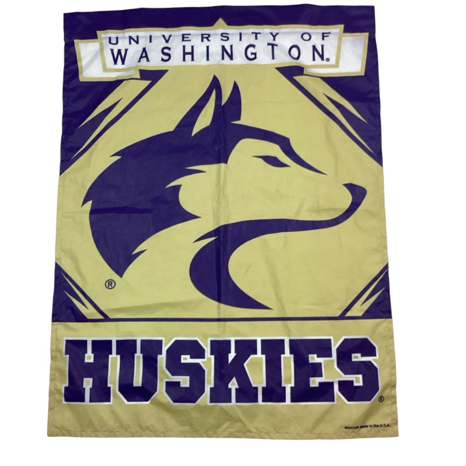Vintage Washington Huskies reversible flag 27 x 37
