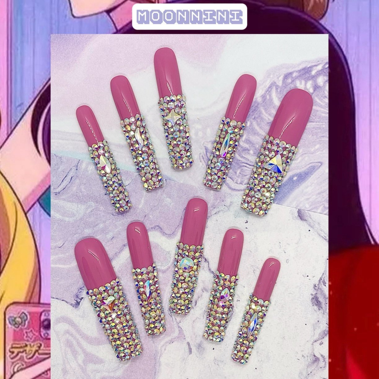 MOONNiNi HANDMADE XL Press on nails w/toolkit N01