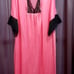 Vintage Lingerie Set, Pink with Black.Lace Nightgown & Long Cover-up, size Lg.
