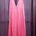 Vintage Lingerie Set, Pink with Black.Lace Nightgown & Long Cover-up, size Lg.