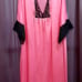 Vintage Lingerie Set, Pink with Black.Lace Nightgown & Long Cover-up, size Lg.