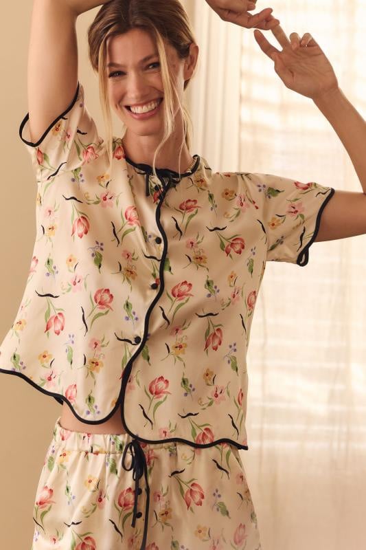 Anthropologie x Morgan Lane Beatrice Silk Pajama Top Size Large NWT Brand new
