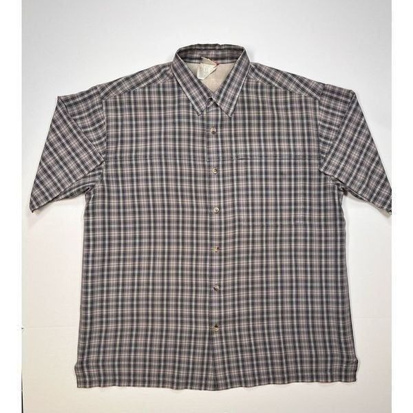 North Face Vintage Men's Modal Front Hidden Zip Pocket Plaid Button Down Size XL